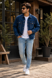 Men Blue Jeans Jacket - Image 3