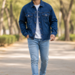 Men Blue Jeans Jacket