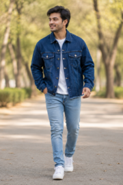 Men Blue Jeans Jacket