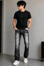 Black Distressed Pant