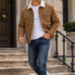 Men Brown Sherpa Jacket