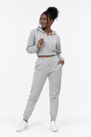 Women Cropped Zip-Up Hoodie - Image 2
