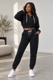 Women Cropped Zip-Up Hoodie - Image 7