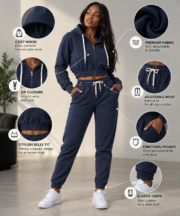 Women Cropped Zip-Up Hoodie - Image 8