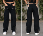 Black Silver Zipper Pant - Image 4
